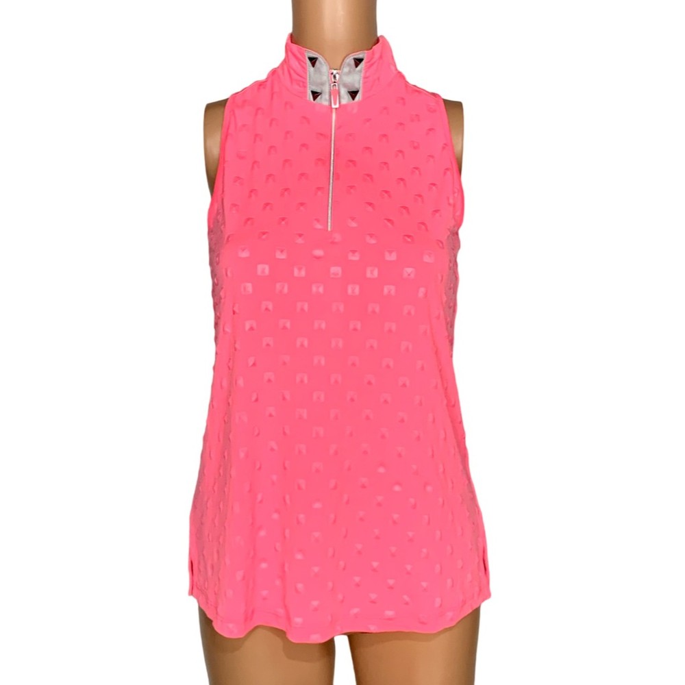 Jamie Sadock Sleeveless 1/4 Zip Cooltrex Polo, Women's XS  Neon Pink